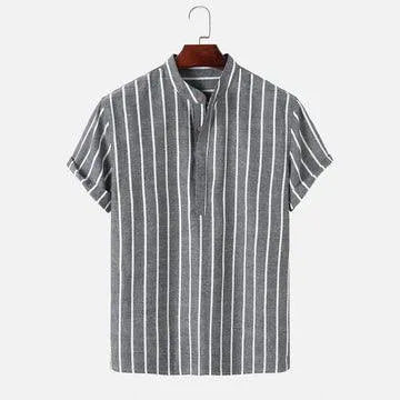 Nirdo | Herren Sommer Set Streifenhemd und Hose Freizeitset