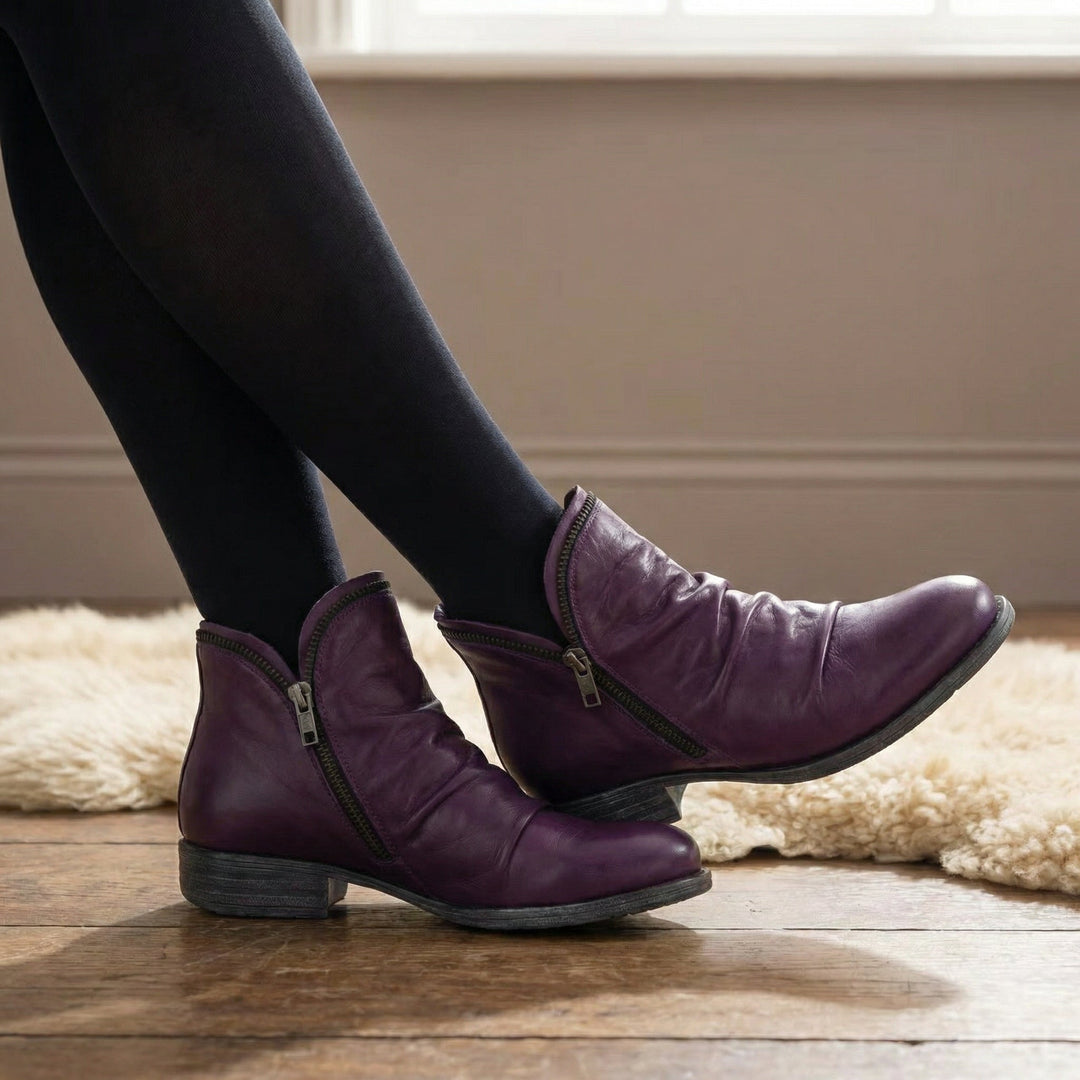 Viol | Damen Lederstiefeletten Reißverschluss Ankle Boot