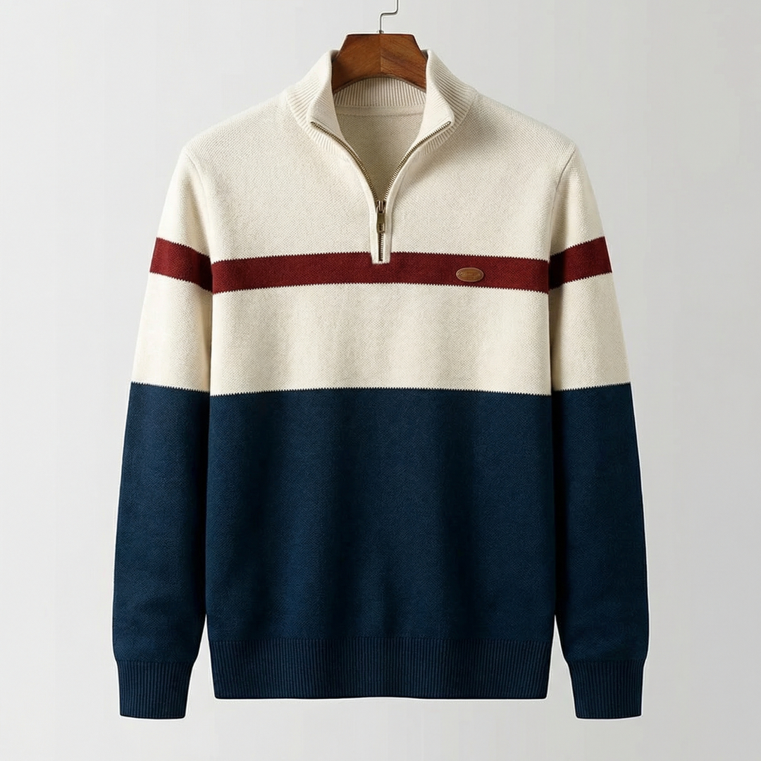 Elton | Herren-Pullover mit halbem Reißverschluss