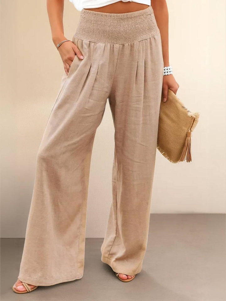 Paloma | Damen hose Wide Leg High Waist Smok-Bund
