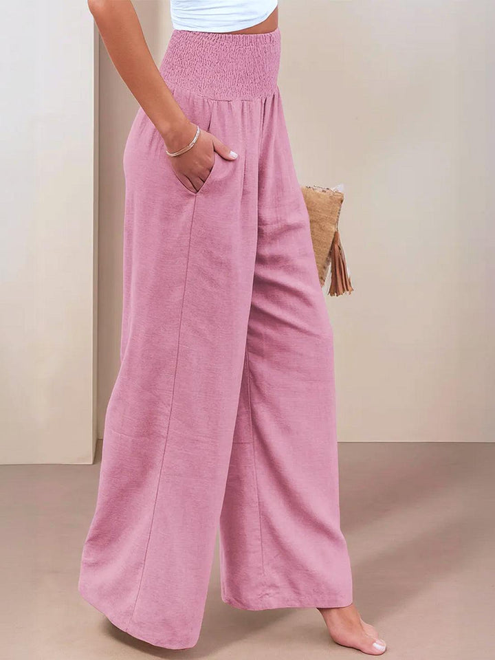 Paloma | Damen hose Wide Leg High Waist Smok-Bund