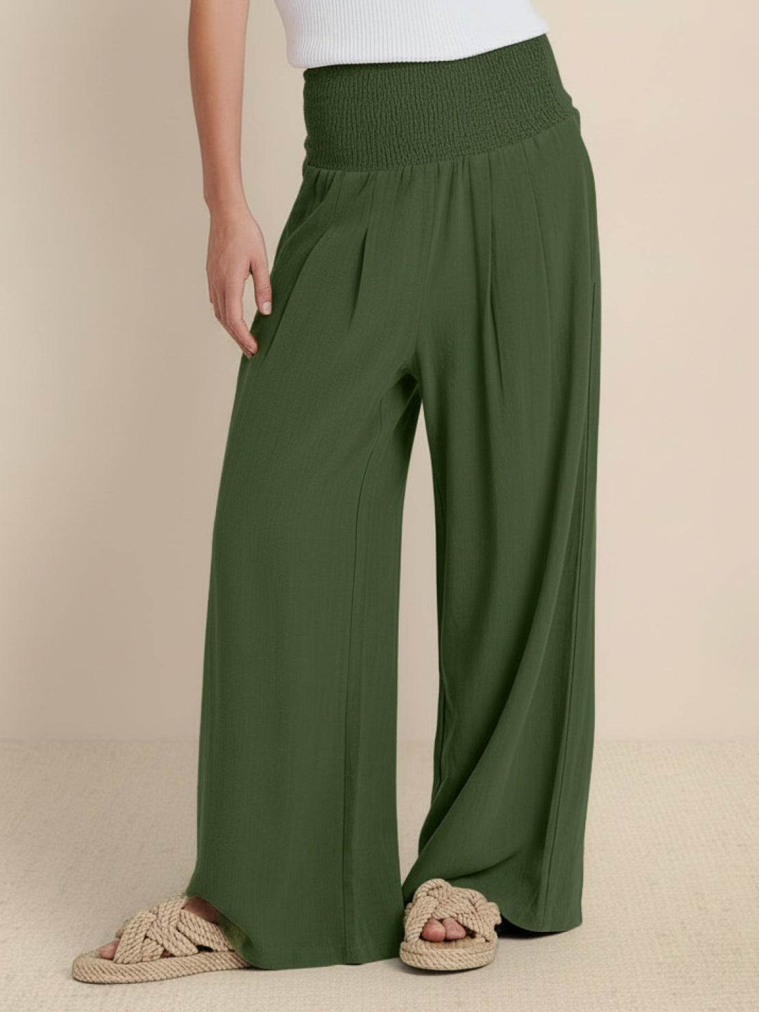 Paloma | Damen hose Wide Leg High Waist Smok-Bund