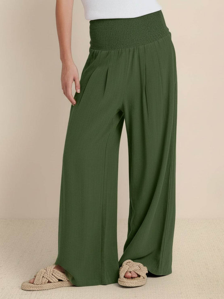 Paloma | Damen hose Wide Leg High Waist Smok-Bund