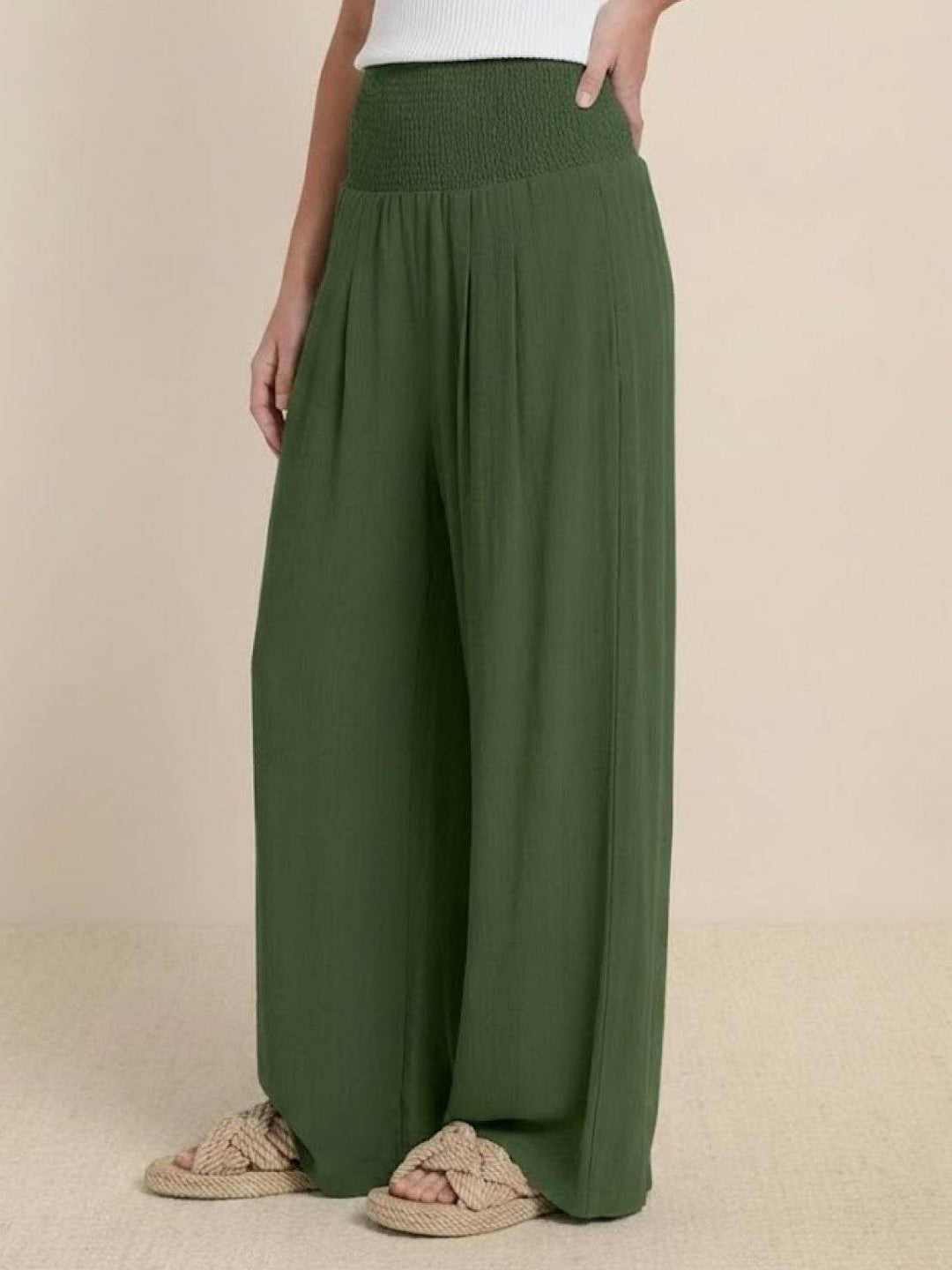 Paloma | Damen hose Wide Leg High Waist Smok-Bund