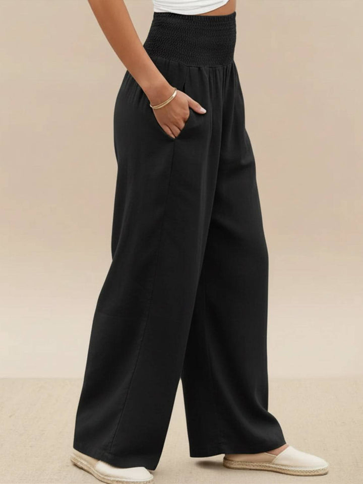 Paloma | Damen hose Wide Leg High Waist Smok-Bund