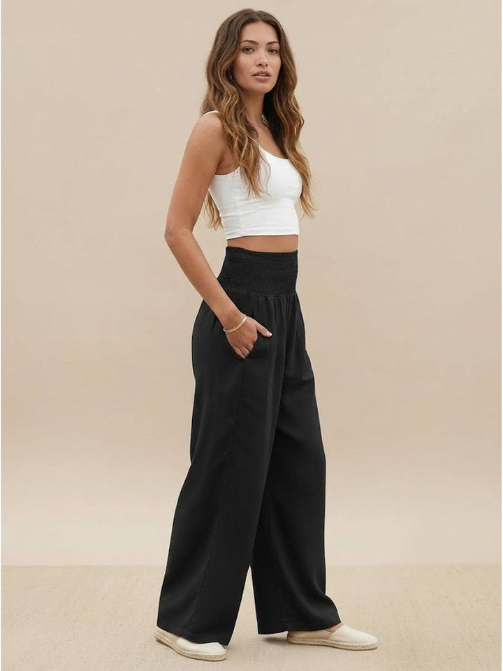 Paloma | Damen hose Wide Leg High Waist Smok-Bund