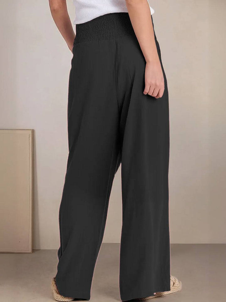 Paloma | Damen hose Wide Leg High Waist Smok-Bund