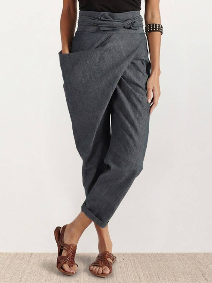 Yara | Damen hose High Waist Wickeloptik Bindegürtel
