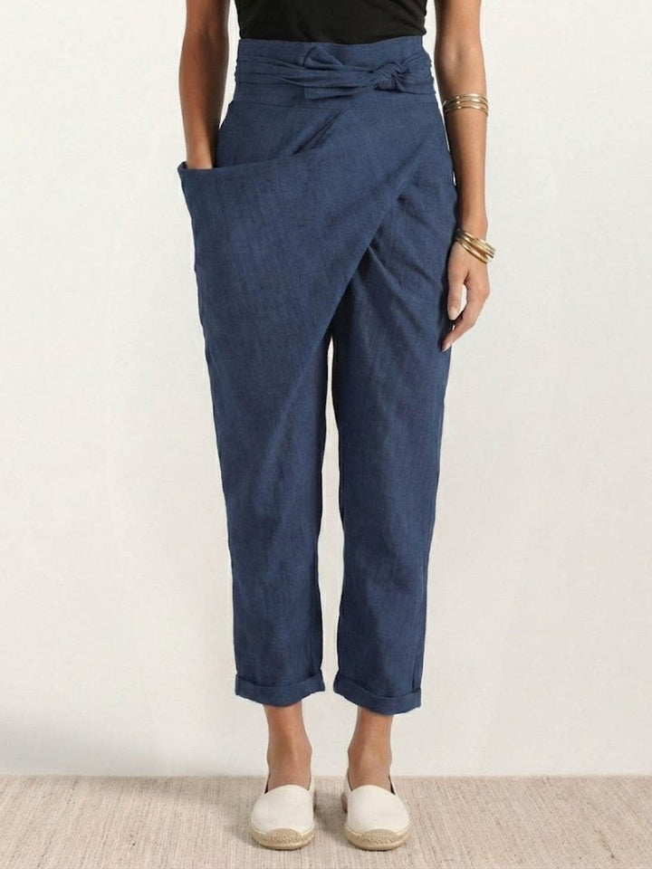 Yara | Damen hose High Waist Wickeloptik Bindegürtel