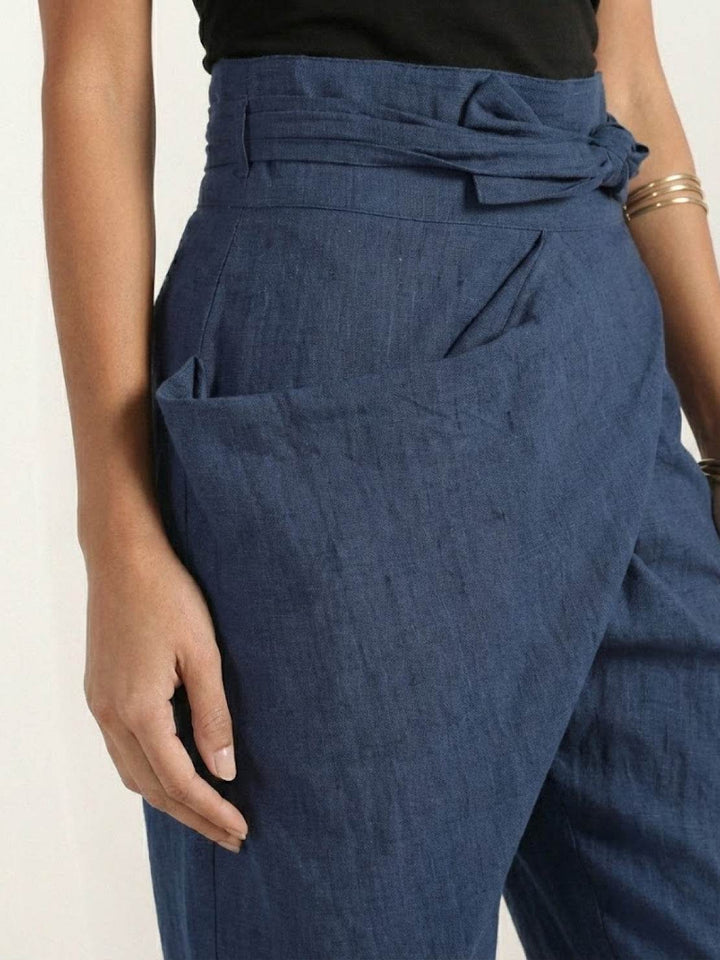 Yara | Damen hose High Waist Wickeloptik Bindegürtel