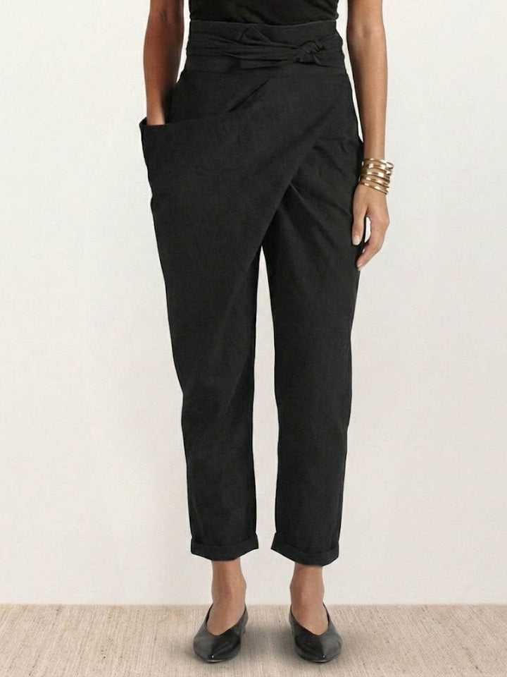 Yara | Damen hose High Waist Wickeloptik Bindegürtel
