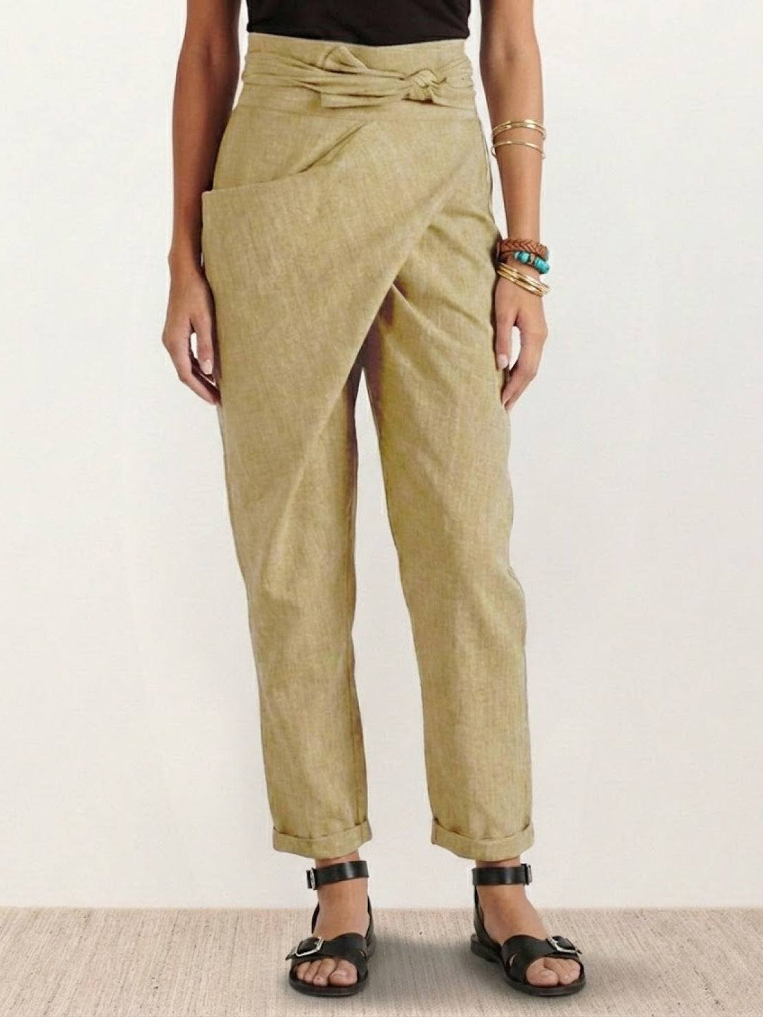 Yara | Damen hose High Waist Wickeloptik Bindegürtel