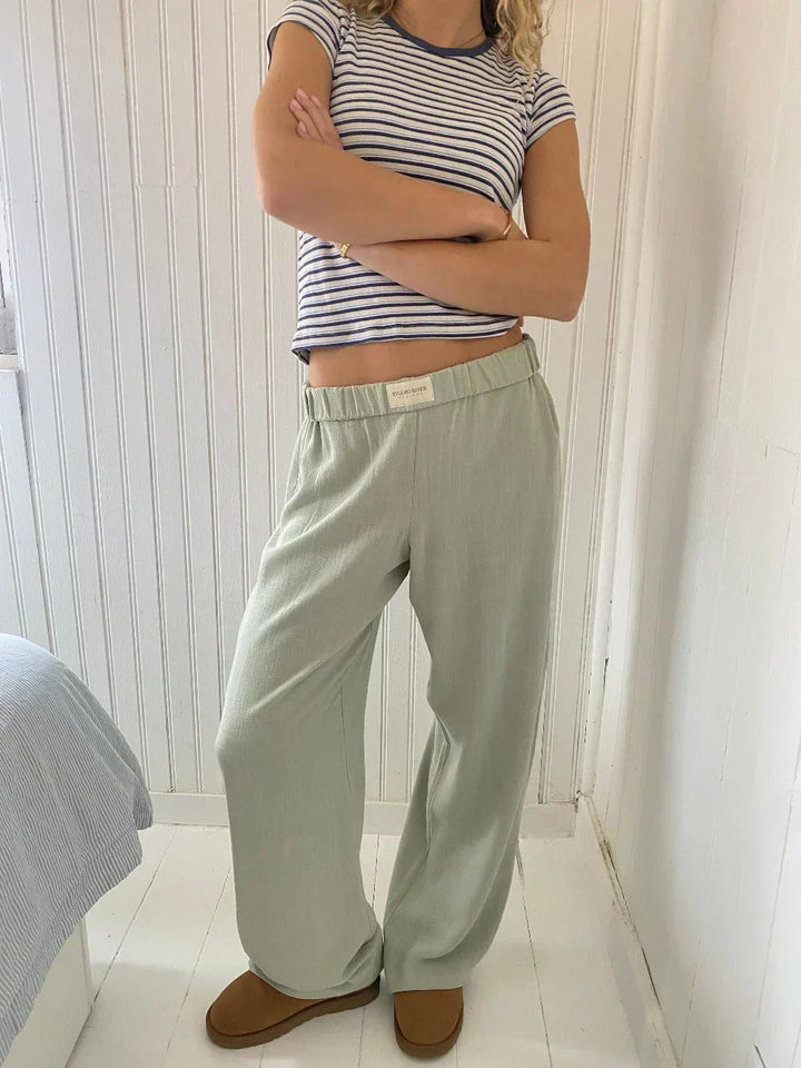 Hildeke | Damen Freizeithose Lounge Pants Rosa Gestreift - Striped - Image 4