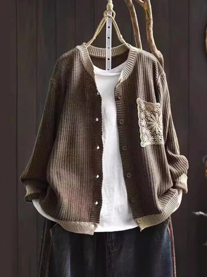 Hildrun | Damen Strickjacke Relaxed Fit - Brown - Image 1