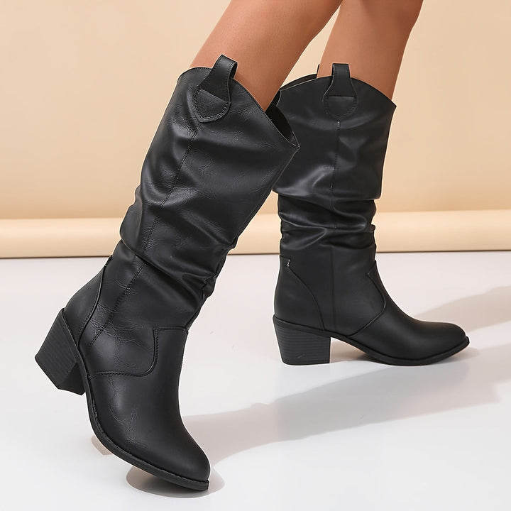Hildrun | Damen Weite Waden Western Cowboy Stiefel - Brown - Image 13