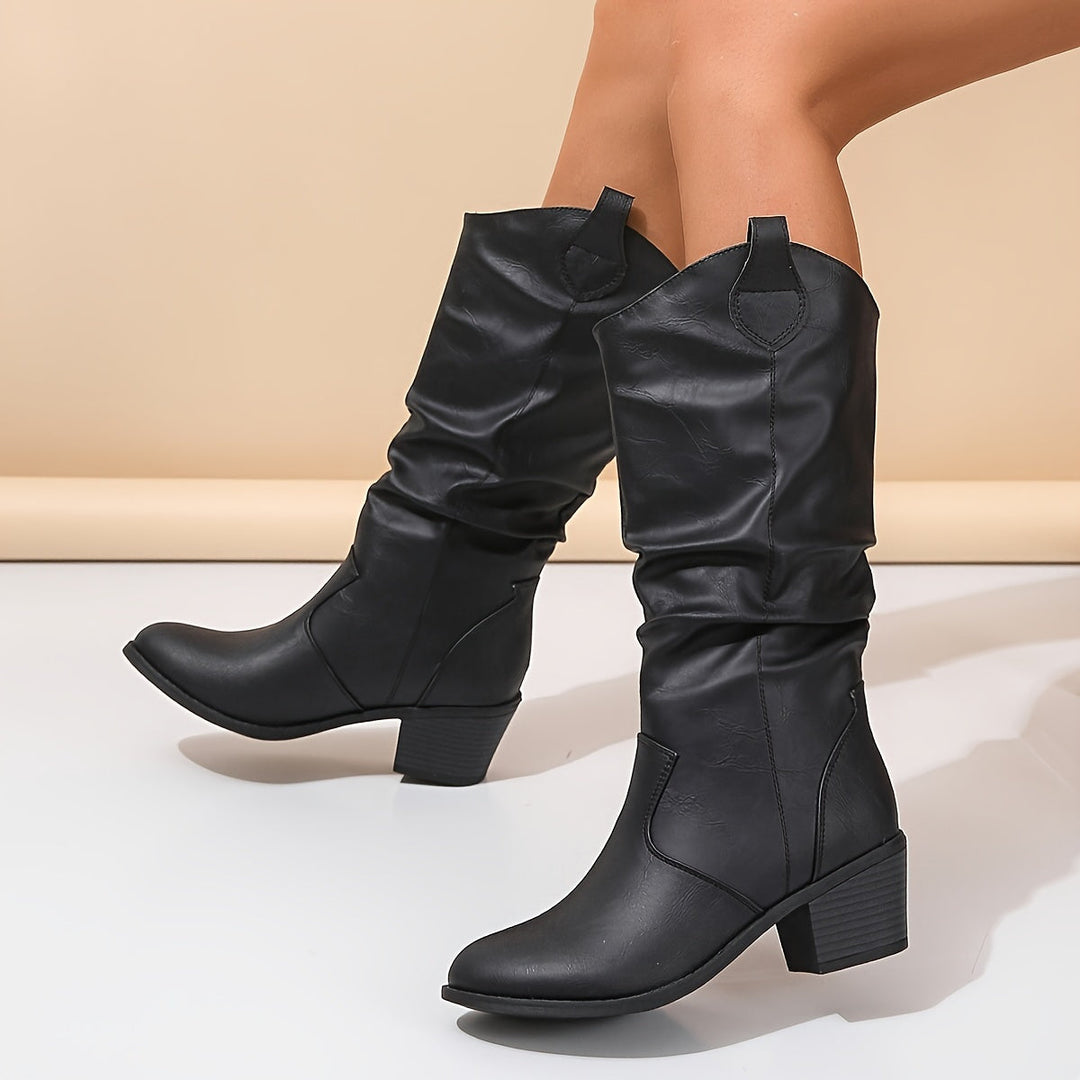 Hildrun | Damen Weite Waden Western Cowboy Stiefel - Brown - Image 14