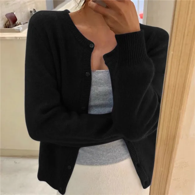 Hildvara | Damen Strickjacke mit Knopfleiste - Grey - Image 2