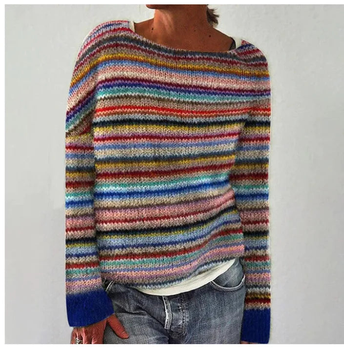 Valdrika | Damen Strickpullover Bunt Retro Muster