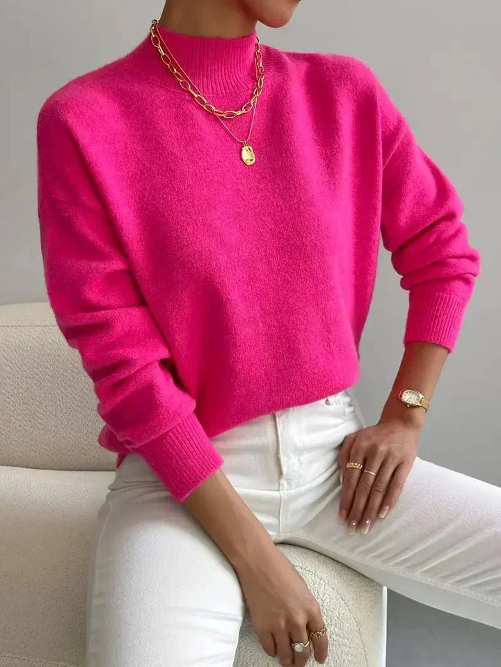 Idunna | Damen Strickpullover Mock-Neck Weiß - White - Image 6