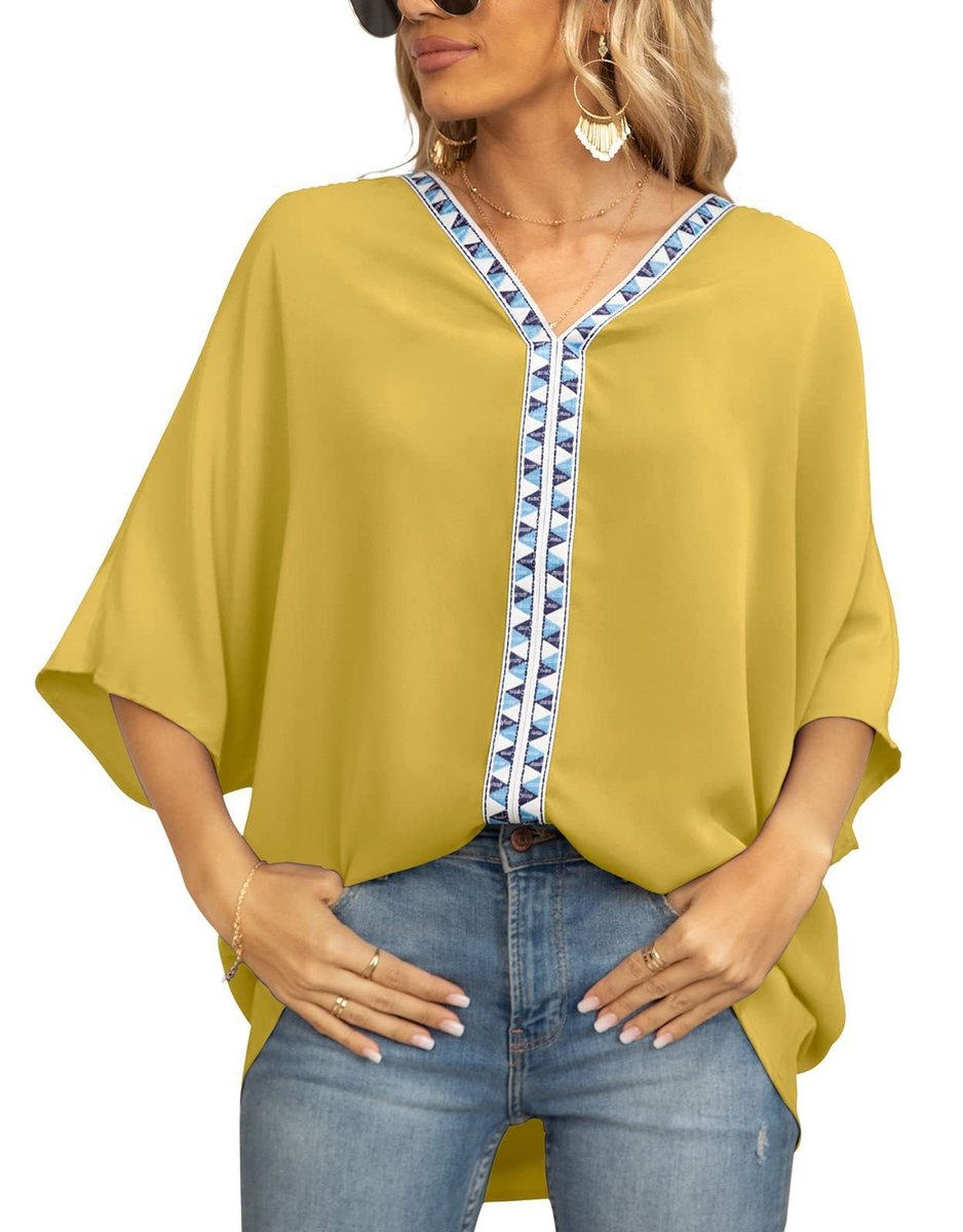 Ilka | Damen Oversized Tunika V-Ausschnitt Stickerei - White - Image 4
