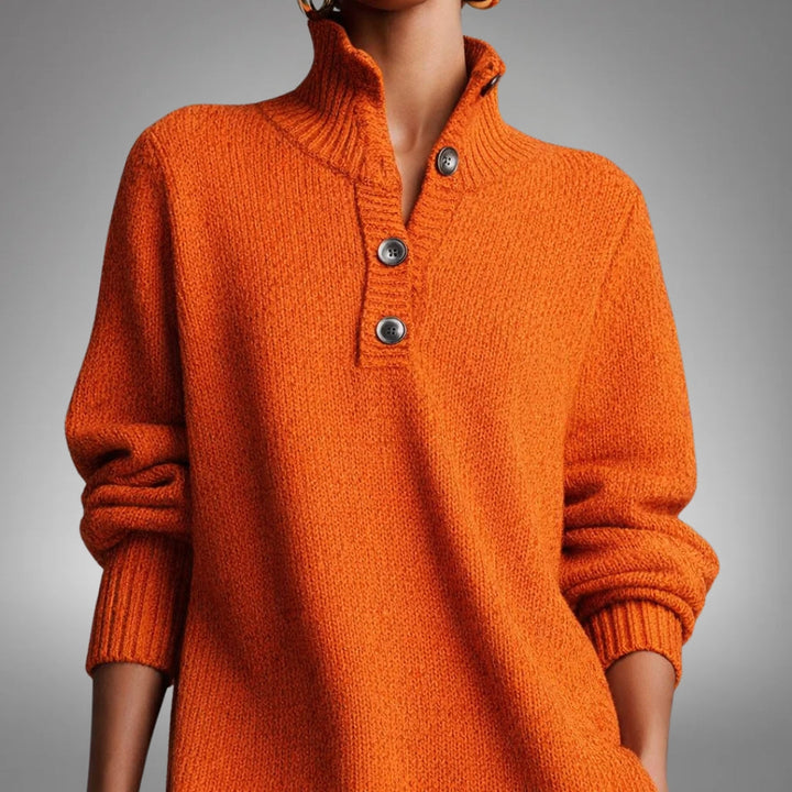 Ilmara | Damen Strickkleid Oversize Midi - Orange - Image 2