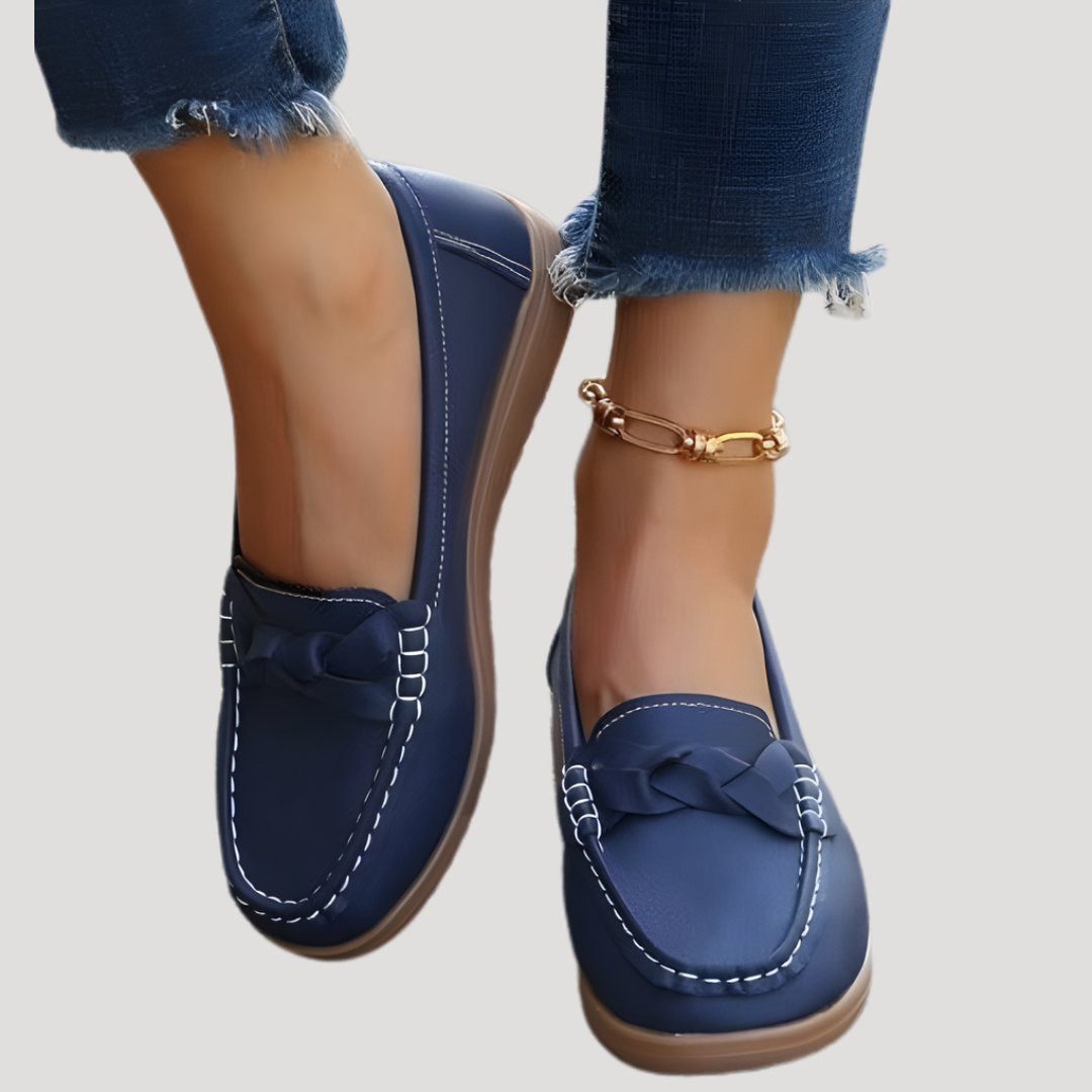 Ilsena | Damen Loafer Flach Slip-on Mokassin - Navy - Image 1