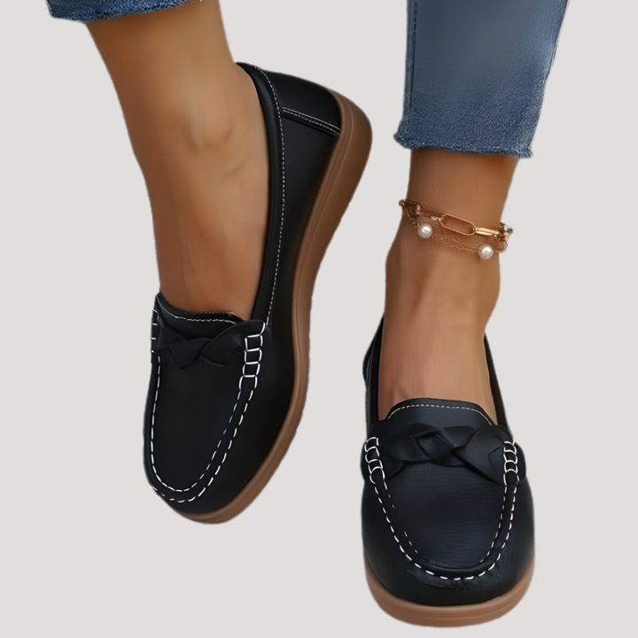 Ilsena | Damen Loafer Flach Slip-on Mokassin - Navy - Image 2