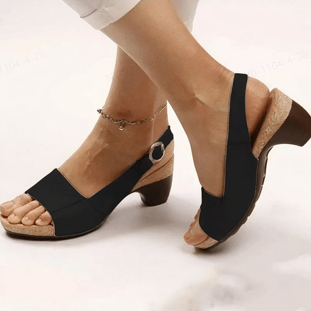 Ilvana | Damen Slingback Sandalette mit Blockabsatz - Black - Image 1