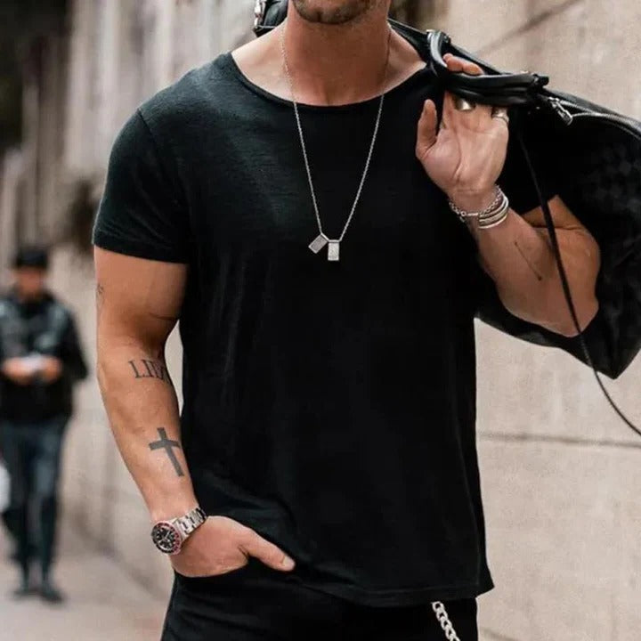 Leon | Herren Oversize T-Shirt Rundhals, lässiges Kurzarm Shirt