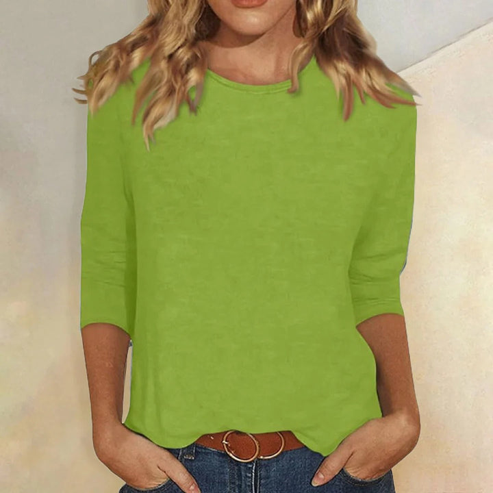 Mia | Damen Langarmshirt Rundhals, einfarbiges Basic-Shirt