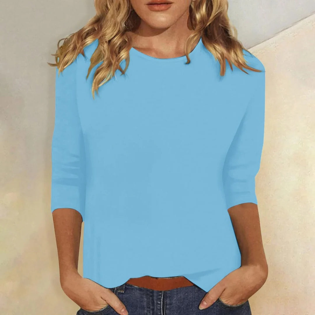 Mia | Damen Langarmshirt Rundhals, einfarbiges Basic-Shirt