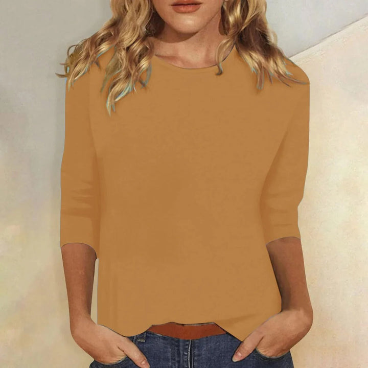 Mia | Damen Langarmshirt Rundhals, einfarbiges Basic-Shirt
