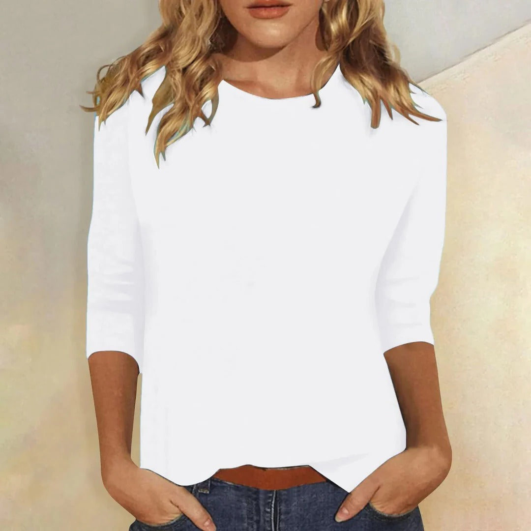 Mia | Damen Langarmshirt Rundhals, einfarbiges Basic-Shirt
