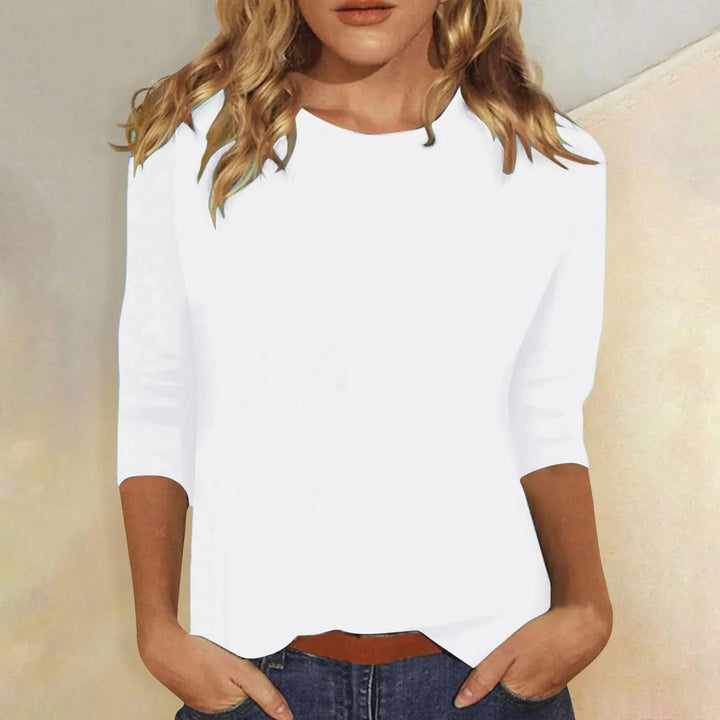 Mia | Damen Langarmshirt Rundhals, einfarbiges Basic-Shirt