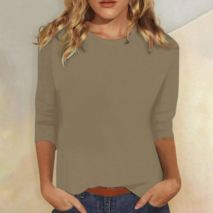 Mia | Damen Langarmshirt Rundhals, einfarbiges Basic-Shirt