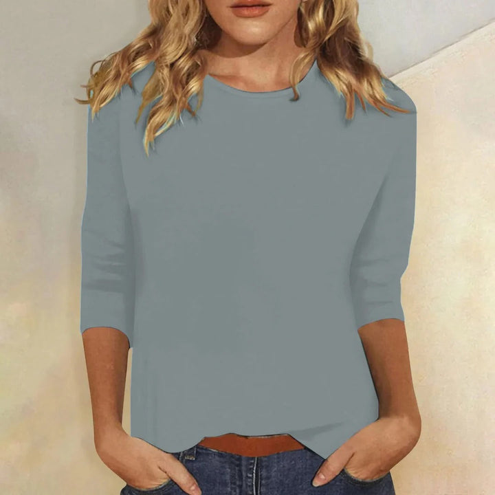 Mia | Damen Langarmshirt Rundhals, einfarbiges Basic-Shirt