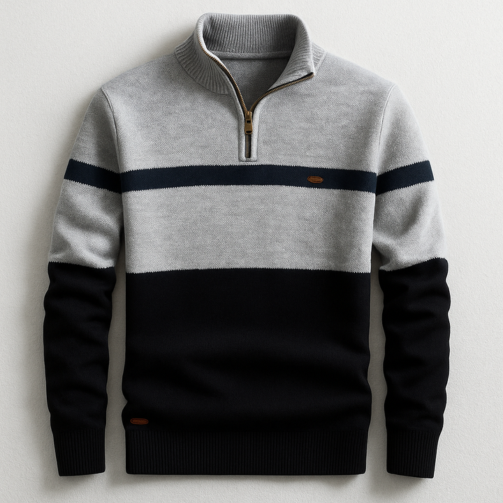 Elton | Herren-Pullover mit halbem Reißverschluss