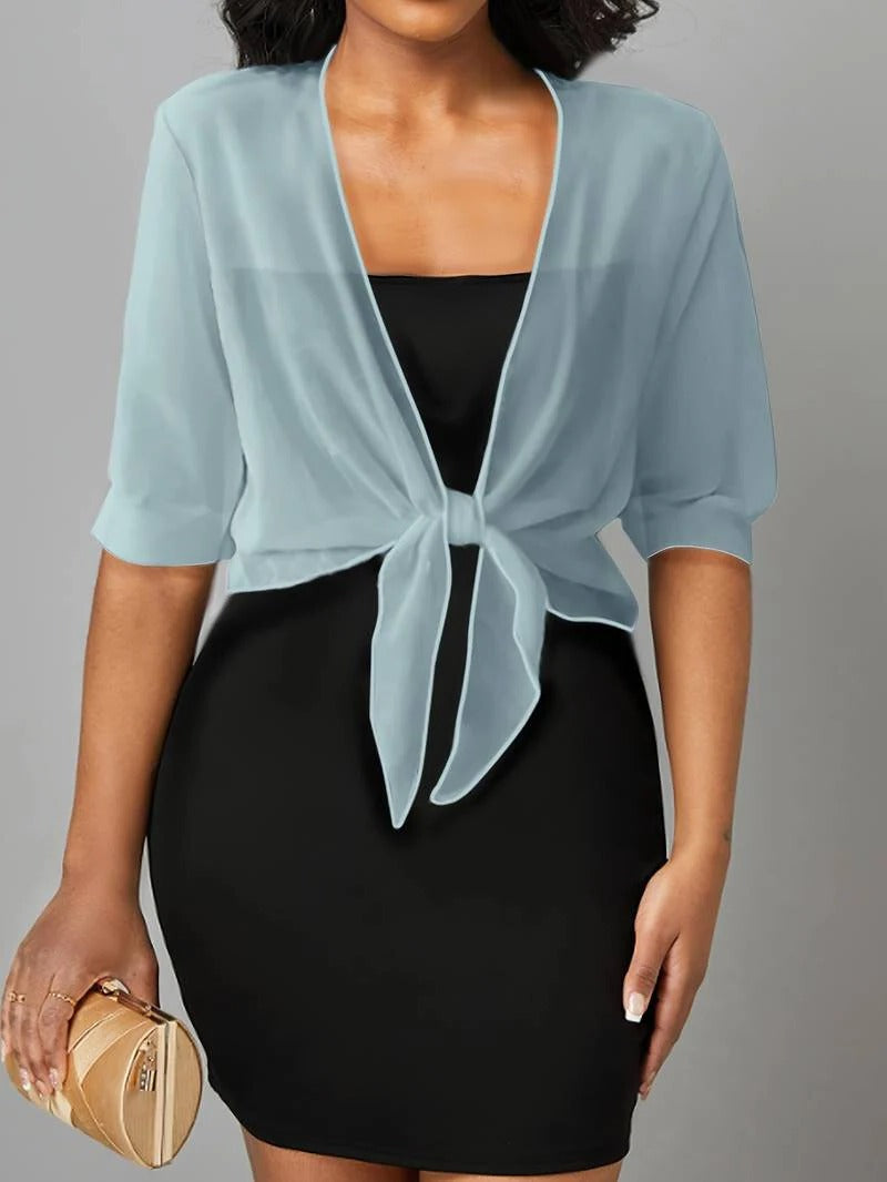 Luna | Damen Kimono Bluse zum Binden, offene Strickjacke Sommer