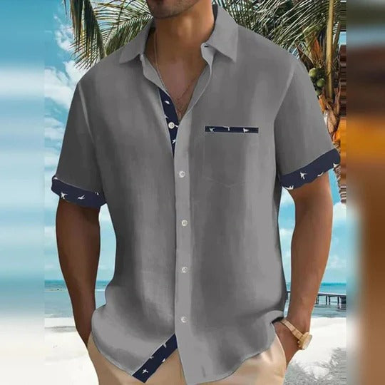 Marco | Herren Kurzarmhemd mit Kontrast, Sommerhemd casual