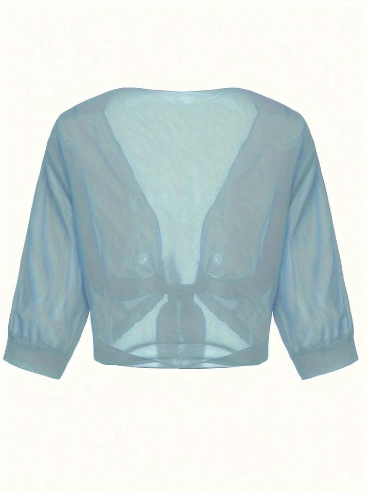 Luna | Damen Kimono Bluse zum Binden, offene Strickjacke Sommer