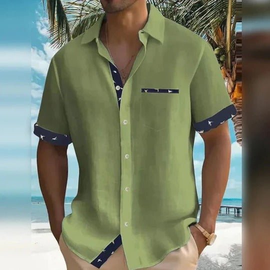 Marco | Herren Kurzarmhemd mit Kontrast, Sommerhemd casual