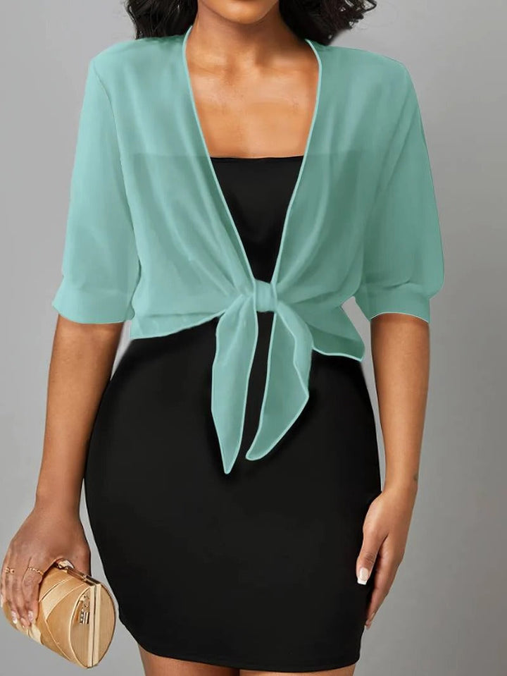Luna | Damen Kimono Bluse zum Binden, offene Strickjacke Sommer