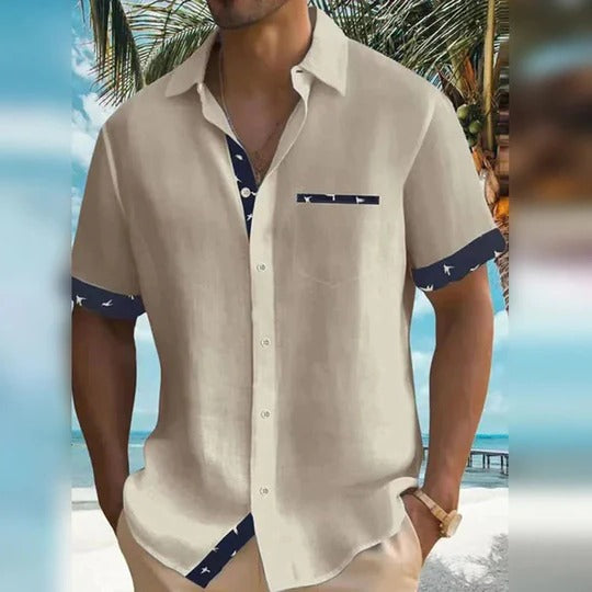 Marco | Herren Kurzarmhemd mit Kontrast, Sommerhemd casual