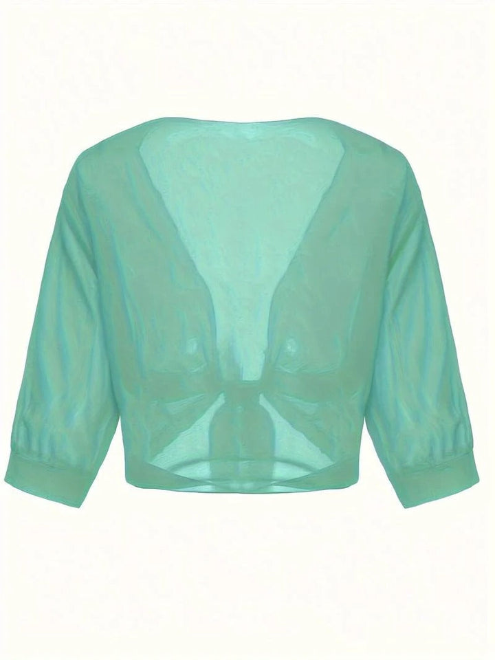 Luna | Damen Kimono Bluse zum Binden, offene Strickjacke Sommer