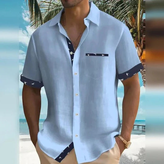 Marco | Herren Kurzarmhemd mit Kontrast, Sommerhemd casual