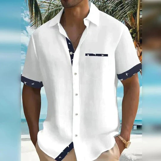Marco | Herren Kurzarmhemd mit Kontrast, Sommerhemd casual