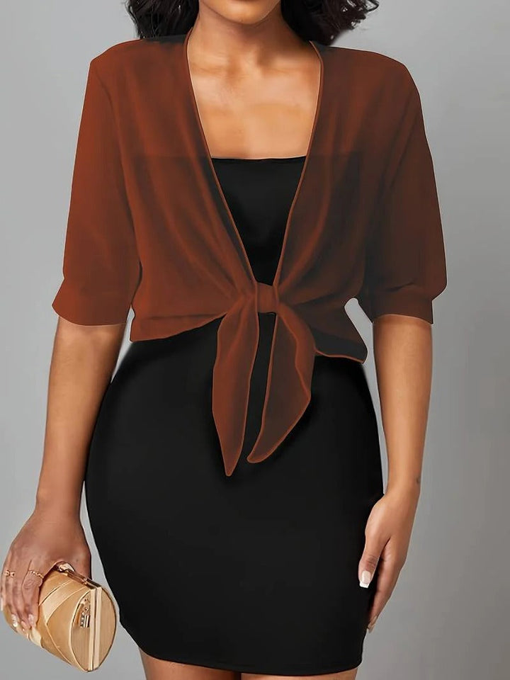 Luna | Damen Kimono Bluse zum Binden, offene Strickjacke Sommer