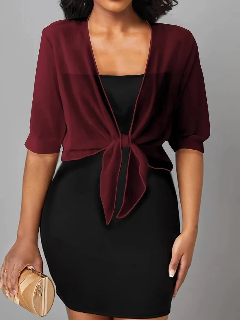 Luna | Damen Kimono Bluse zum Binden, offene Strickjacke Sommer