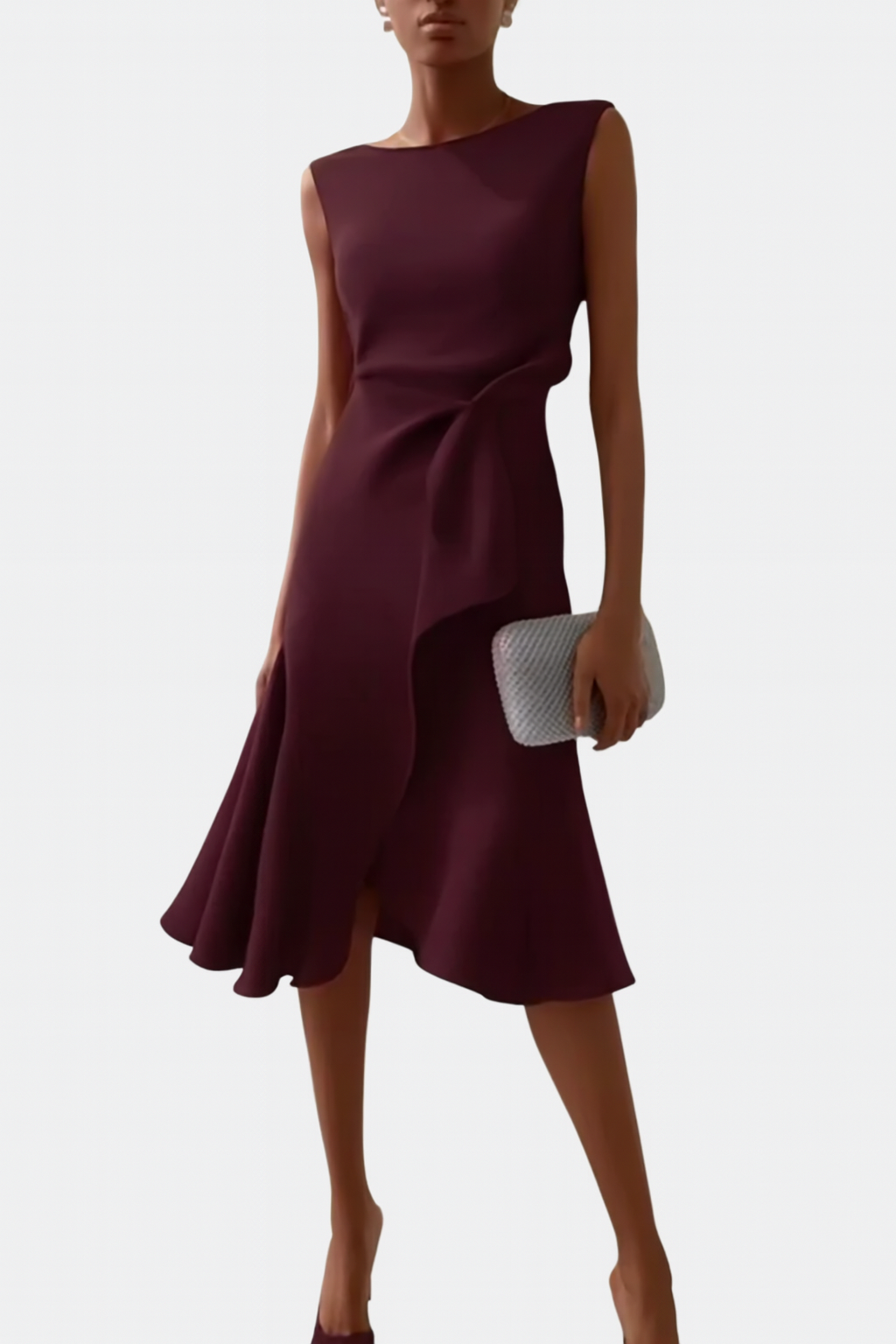Serena | Damen Midi-Kleid ärmellos asymmetrischer Saum