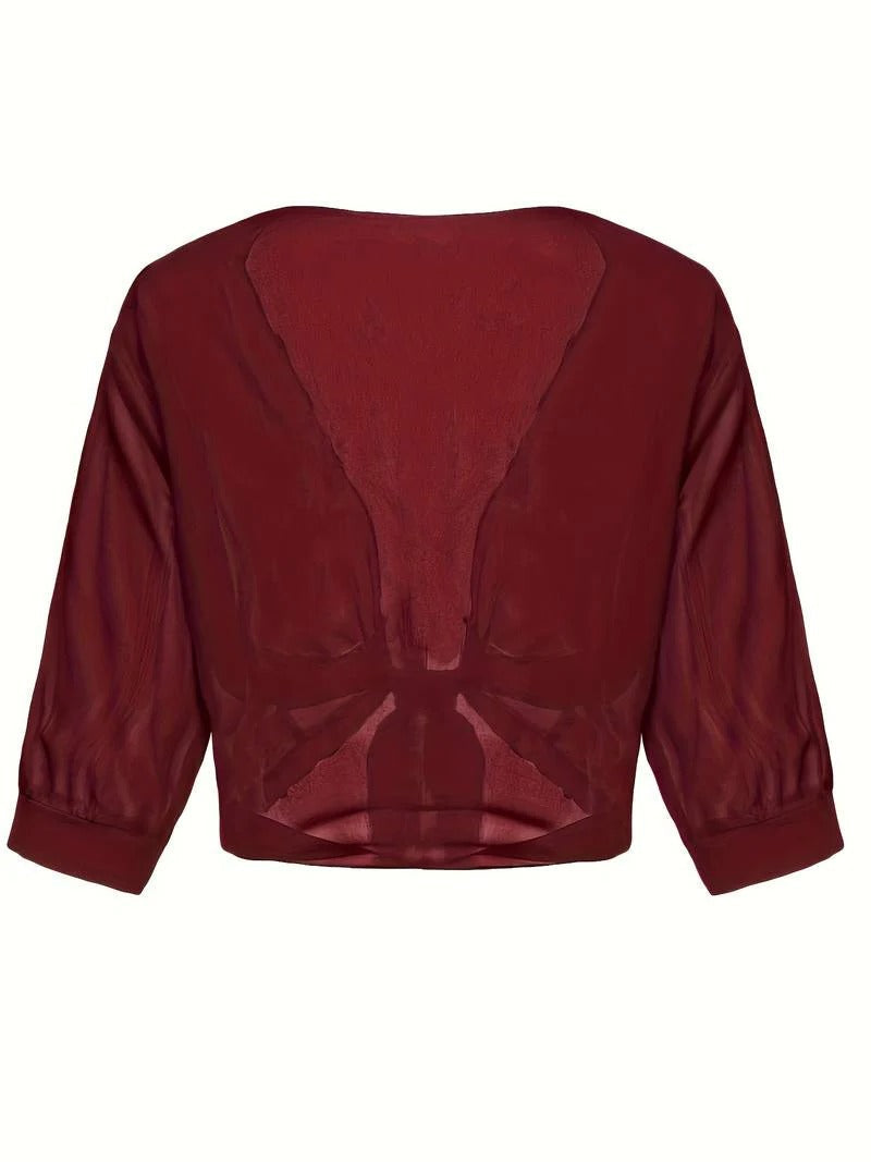 Luna | Damen Kimono Bluse zum Binden, offene Strickjacke Sommer